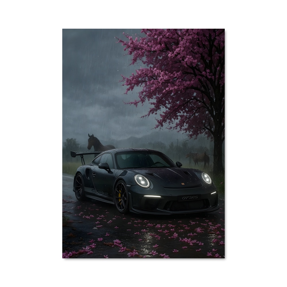 Poster Pluie de Puissance – affiche Porsche